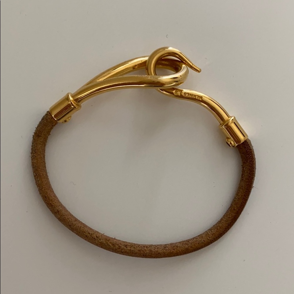 Authentic Hermes jumbo hook leather bracelet